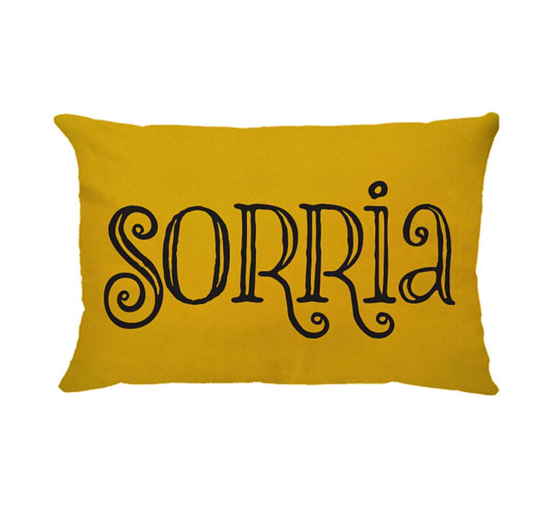 Capa Almofada 30x50cm Sorria Amarela