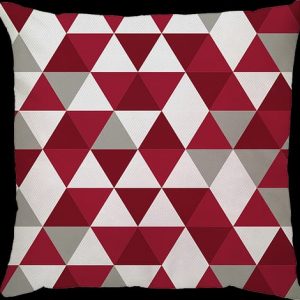 Capa Almofada 47x47cm - Triângulo - Vermelho/Cinza