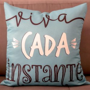 Capa Almofada 47x47cm -Viva Cada Instante - Azul
