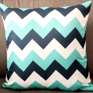 Capa Almofada 47x47cm - Zig Zag - Turquesa/marinho