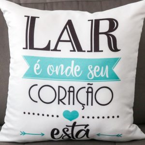 Capa Almofada 47x47cm - Lar Coração - Aqua