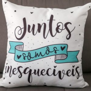 Capa Almofada 47x47cm - Junto Somos - Preto/Aqua