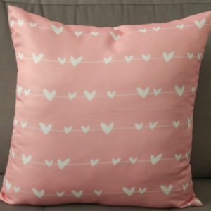 Capa Almofada 45x45cm - Varal Coração - Rosa