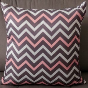 Capa Almofada 47x47cm - Mini Chevron - Rosa/Cinza