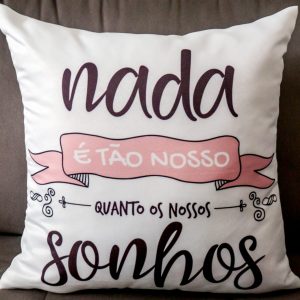 Capa Almofada 47x47cm - Nada Sonhos - Rosa/Preto