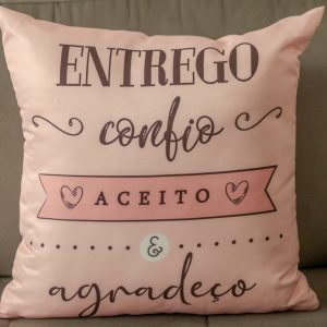 Capa Almofada 47x47cm - Entrego/Agradeço - Rosa