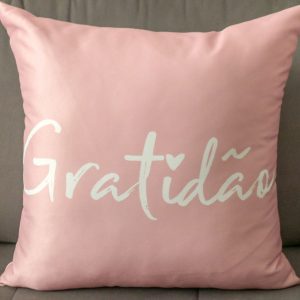 Capa Almofada 47x47cm - Gratidão - Rosa