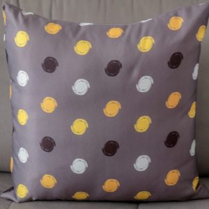 Capa Almofada 45x45cm - Poá - Amarelo/Cinza