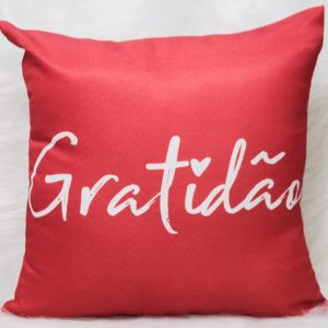 Capa Almofada 47x47cm - Gratidão - Vermelho