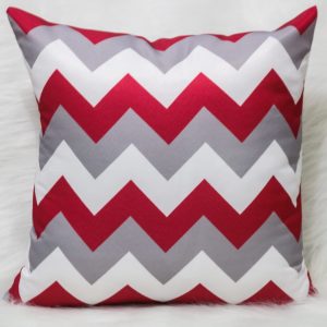 Capa Almofada 47x47cm - Chevron - Vermelho/Cinza