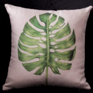 Capa Almofada 47x47cm - Linho Folha Costela de Adão - crú