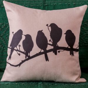 Capa Almofada 47x47cm - Linho Passarinho - crú