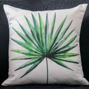 Capa Almofada 47x47cm - Folha de Livistonia - Branco/Verde