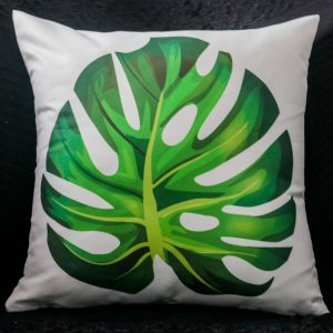 Capa Almofada 47x47cm - Costela de Adão - branco/Verde