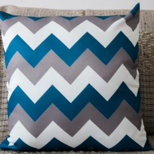 Capa Almofada 47x47cm - Chevron - Azul/Cinza