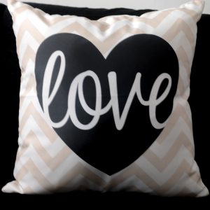 Capa Almofada 45x45cm - Love -  Rose Claro/Preto