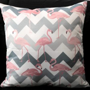Capa Almofada 47x47cm - Chevron Flamingo - Rosa/Cinza