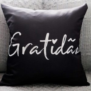 Capa Almofada 47x47cm - Gratidão - Preta