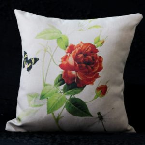 Capa Almofada 47x47cm - Rosa Vermelha - Crú