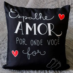 Capa Almofada 45x45cm - Espalhe Amor - Preto