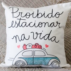 Capa Almofada 45x45cm - Proibido Estacionar - Branco